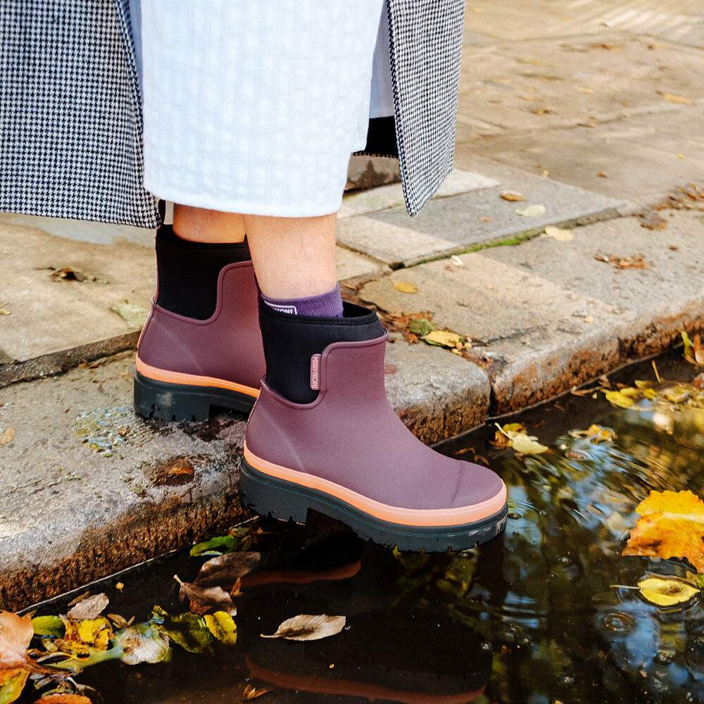 Tully Boot // Plum & Neon Orange