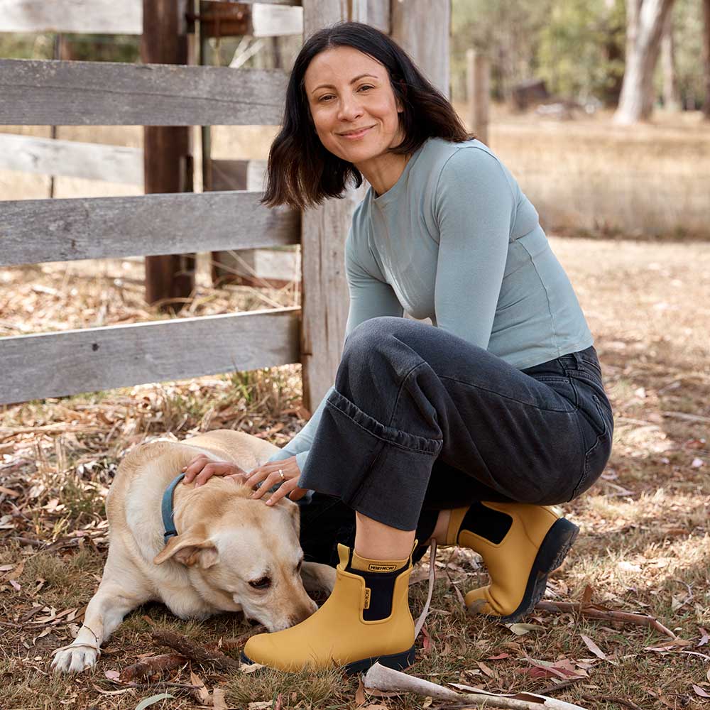Bobbi Wellington Boot // Mustard Yellow & Black