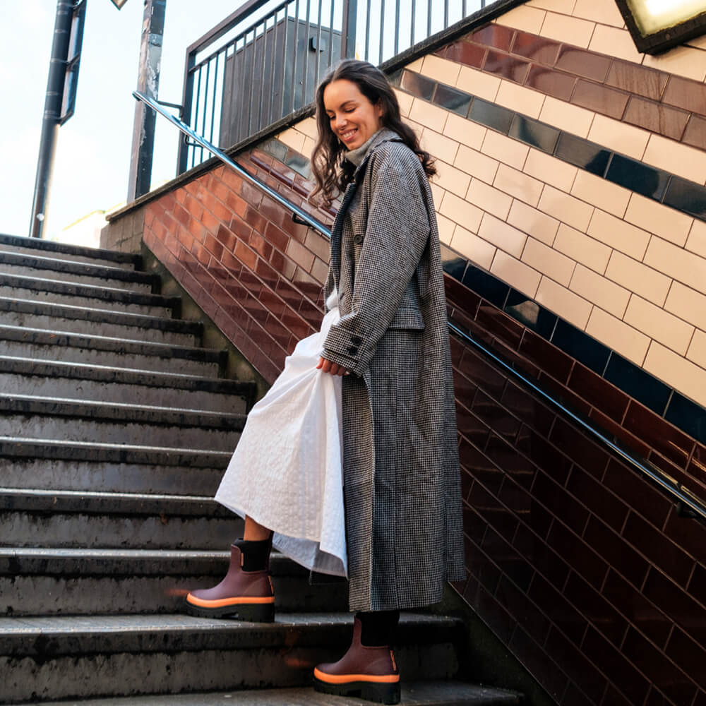 Tully Boot // Plum & Neon Orange