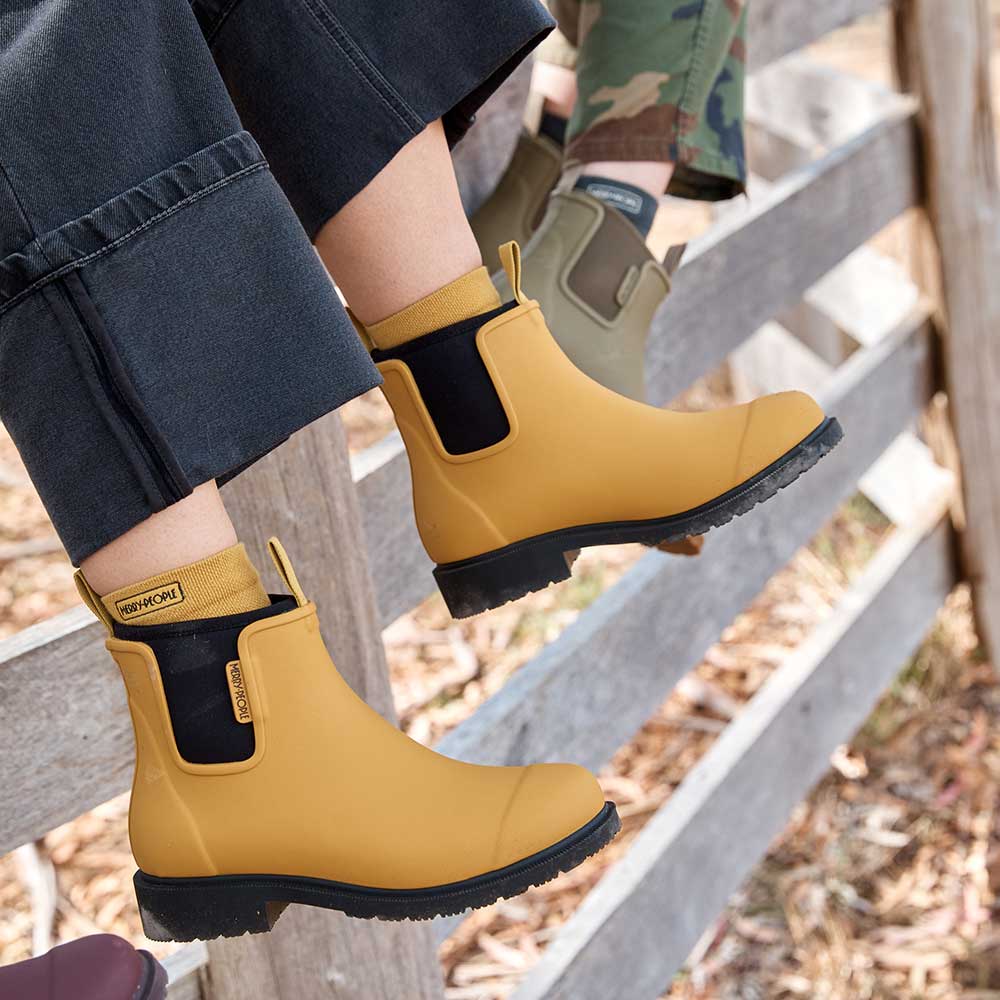 Bobbi Wellington Boot // Mustard Yellow & Black