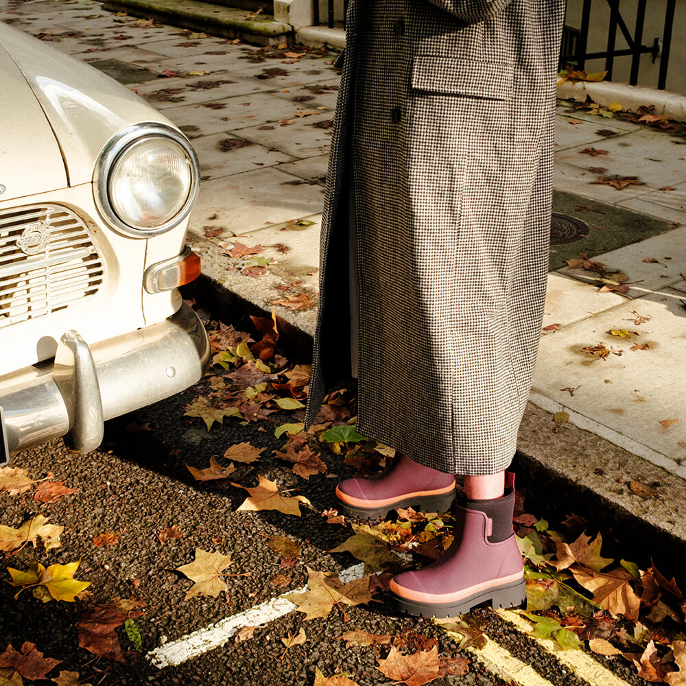 Tully Boot // Plum & Neon Orange