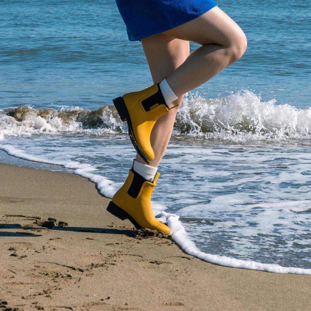 Bobbi Wellington Boot // Mustard Yellow & Black