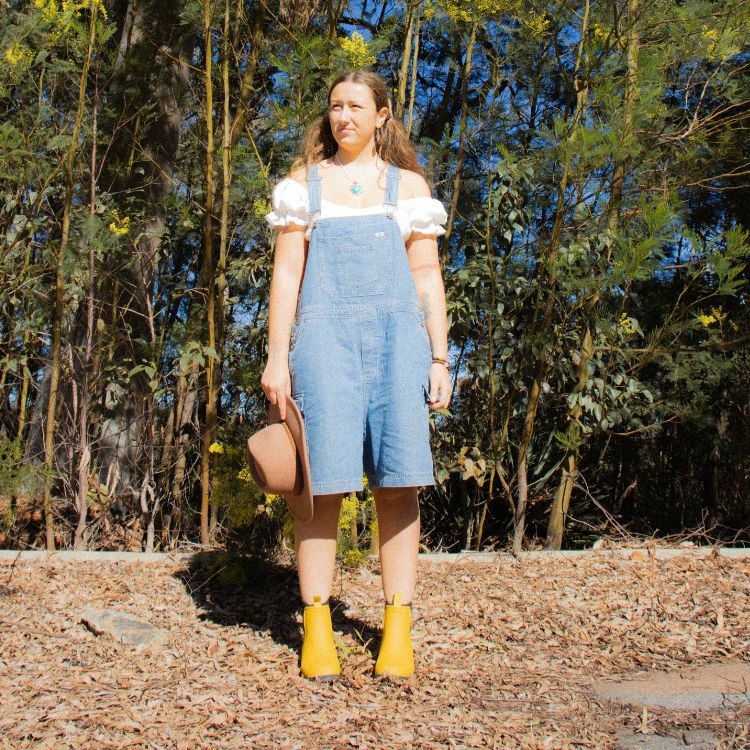 Bobbi Wellington Boot // Mustard Yellow & Black