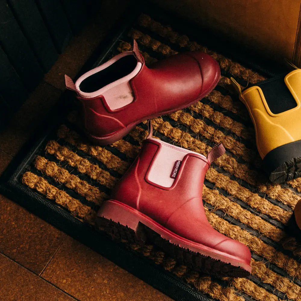 Bobbi Red Wellington Boot // Beetroot & Light Pink