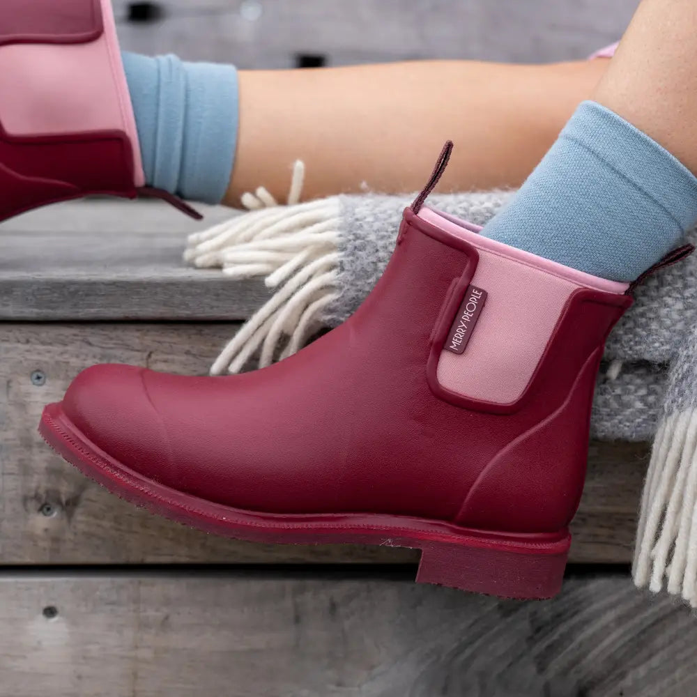 Bobbi Red Wellington Boot // Beetroot & Light Pink