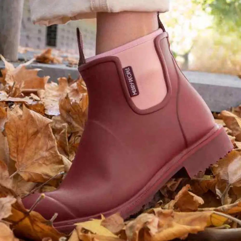 Bobbi Red Wellington Boot // Beetroot & Light Pink