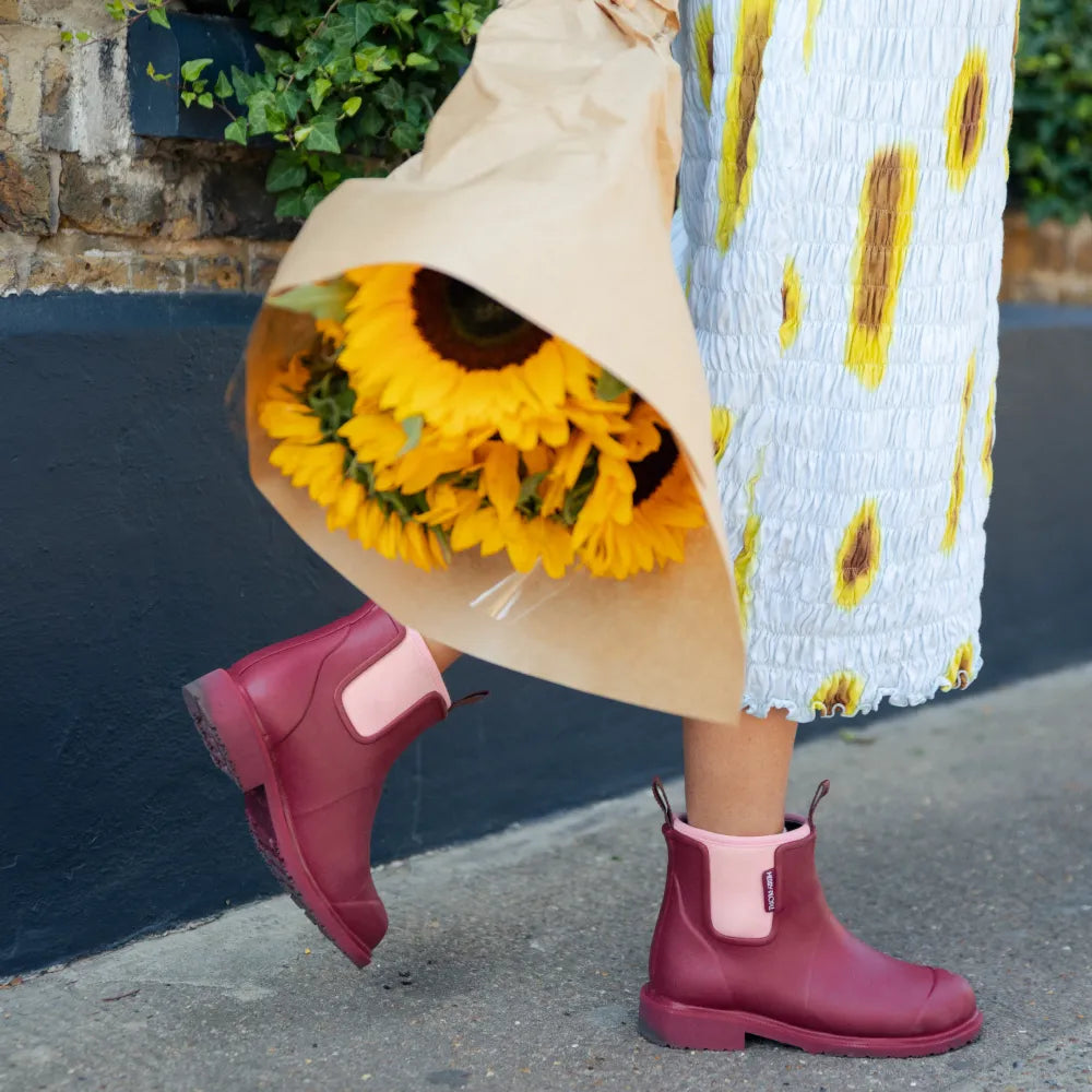 Bobbi Red Wellington Boot // Beetroot & Light Pink
