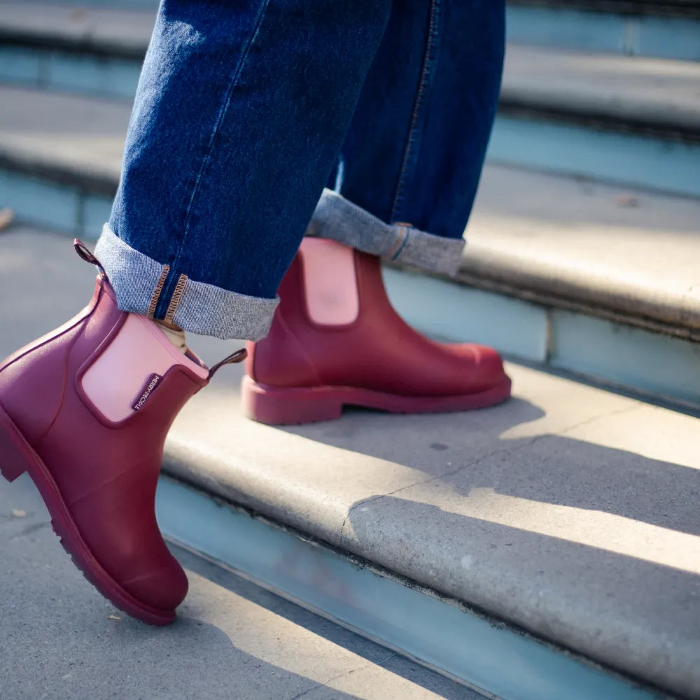 Bobbi Red Wellington Boot // Beetroot & Light Pink