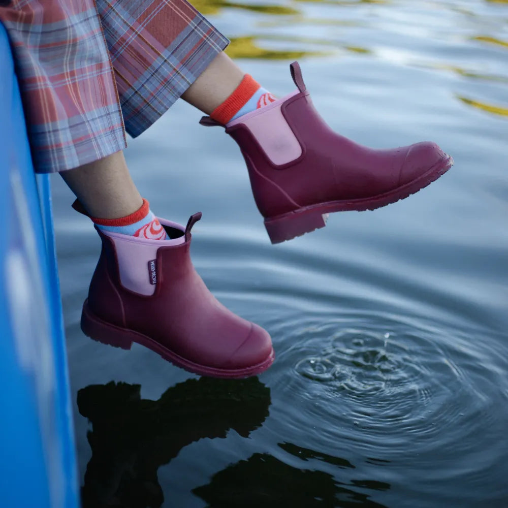 Bobbi Red Wellington Boot // Beetroot & Light Pink