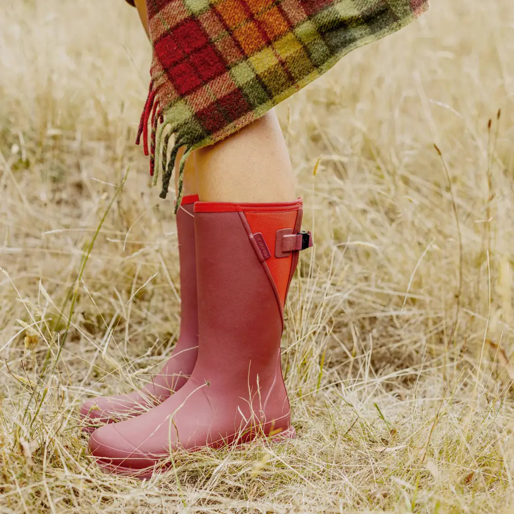 Darcy Mid Calf Wellington Boot // Beetroot & Red