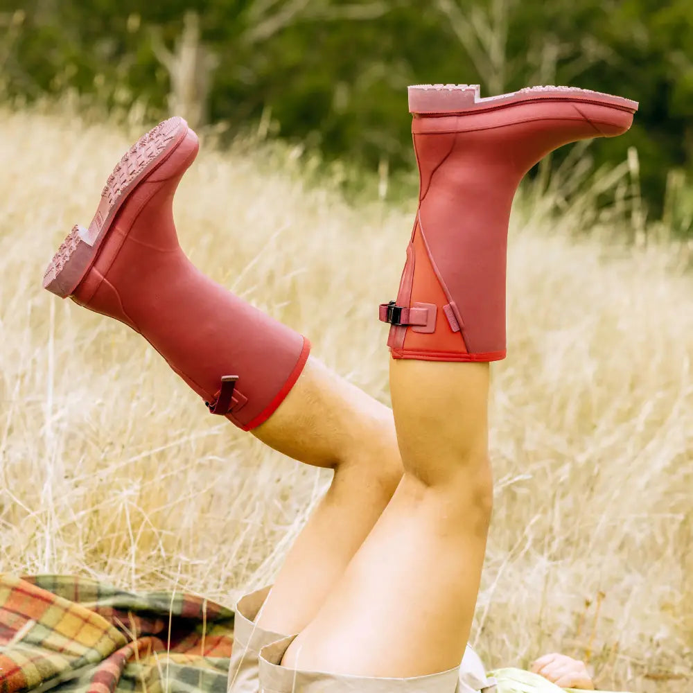 Darcy Mid Calf Wellington Boot // Beetroot & Red