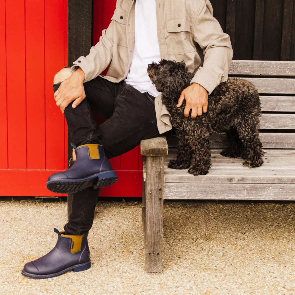 Bobbi Wellington Boot // Oxford Blue & Tan