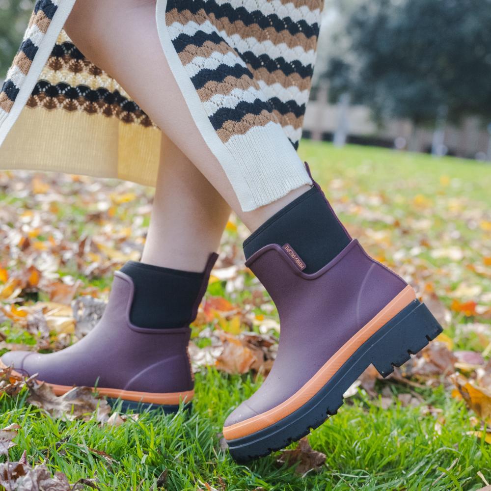 Tully Boot // Plum & Neon Orange