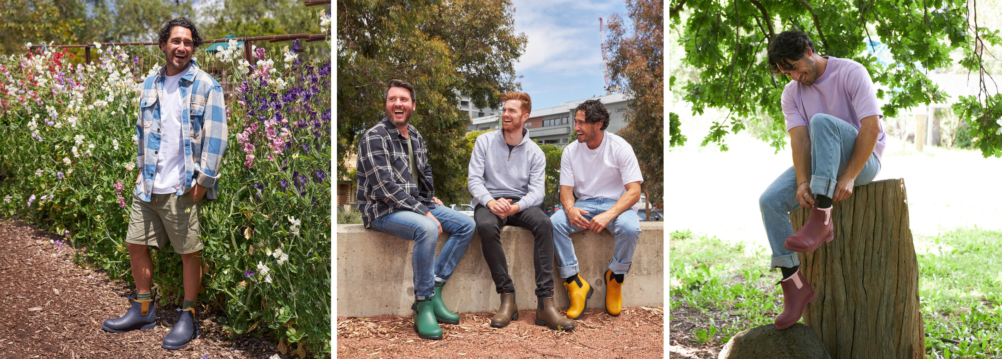 Men sale wearing wellies