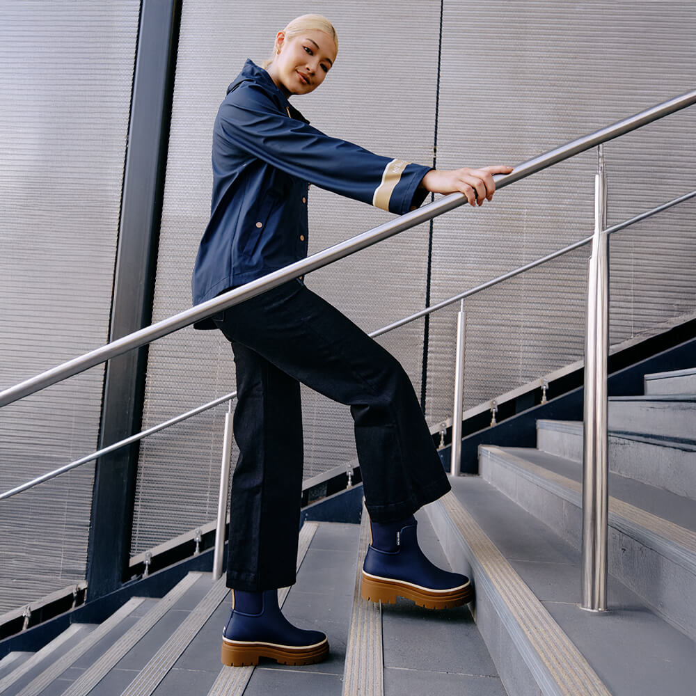 Merry People X Karen Walker Tully Boot // French Navy & Tan [Retired]