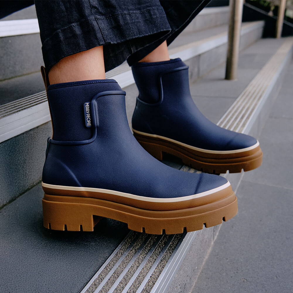 Merry People X Karen Walker Tully Boot // French Navy & Tan [Retired]