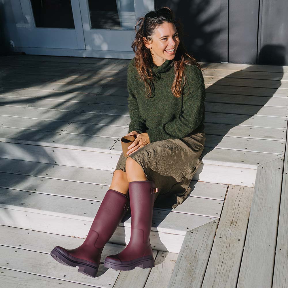 Fergie Tall Wellington Boot // Dark Cherry