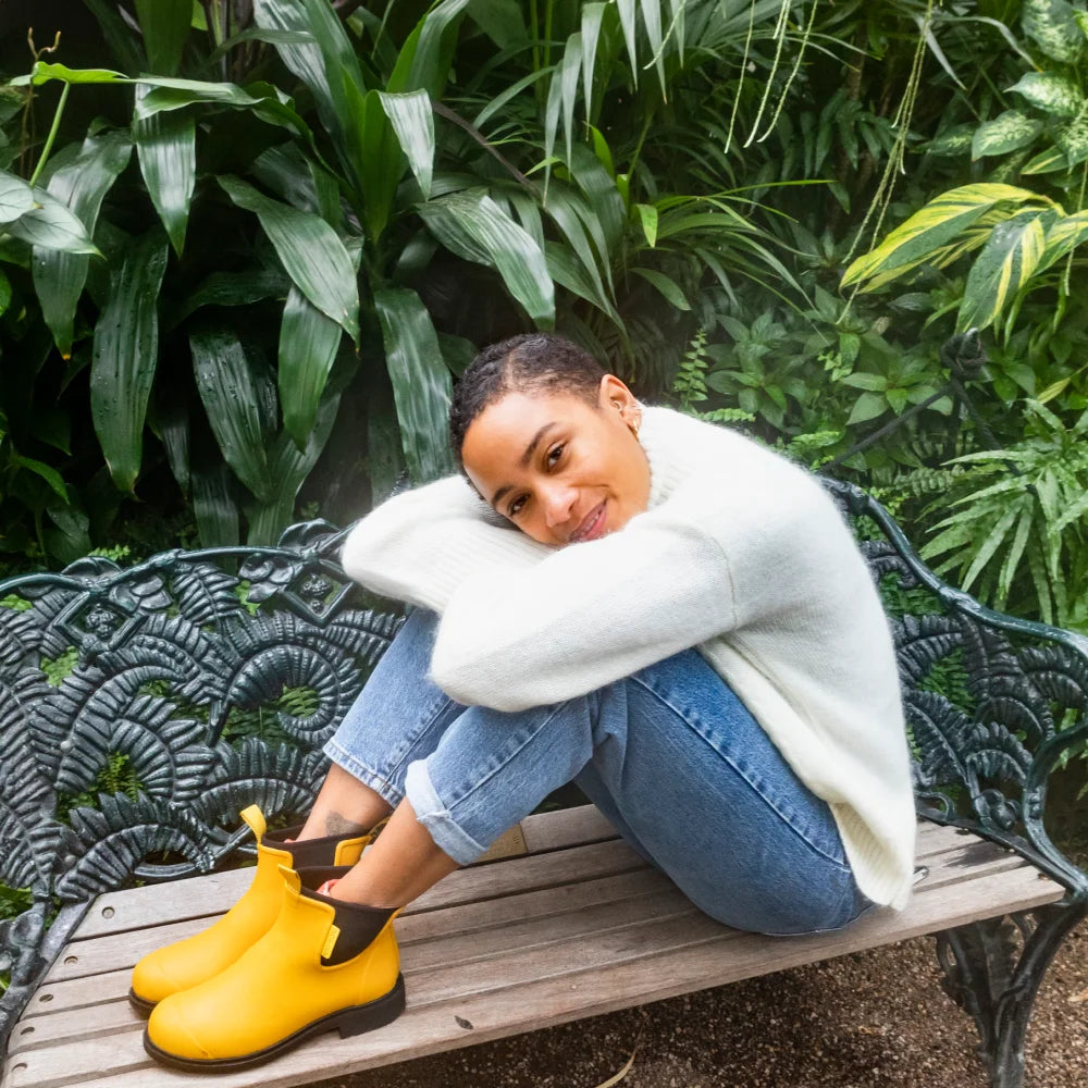 Bobbi Wellington Boot Mustard Yellow Black