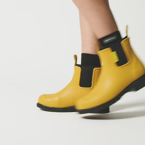 Yellow Wellies Mustard Yellow Black Wellington Boots